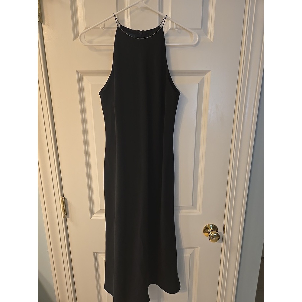 Ralph Lauren 100% Silk Black Cocktail Dress Size 10 Rhinestone Strap & neckline - Picture 13 of 14